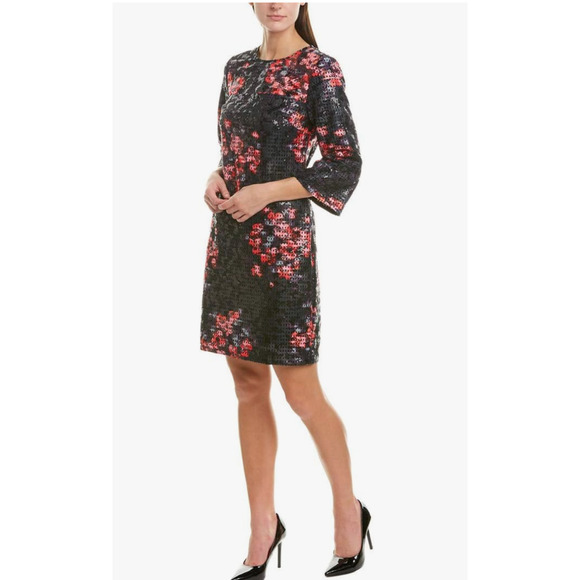 Trina Turk Women's Black Sequin Floral Cocktail Dress 2 NEW - Picture 4 of 8
